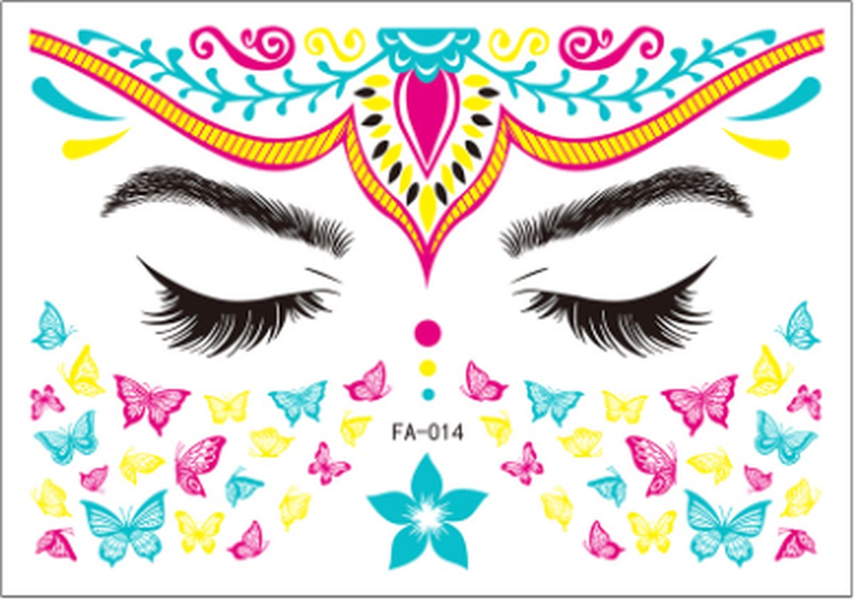 Festival Gezicht Stickers - Neon Tribal | Glow In The Dark Tattoo | Fashion Favorite